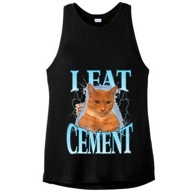 I Eat Cement Cursed Cat Funny Oddly Specific Dank Meme Ladies PosiCharge Tri-Blend Wicking Tank