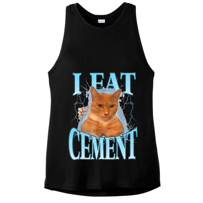 I Eat Cement Cursed Cat Funny Oddly Specific Dank Meme Ladies PosiCharge Tri-Blend Wicking Tank
