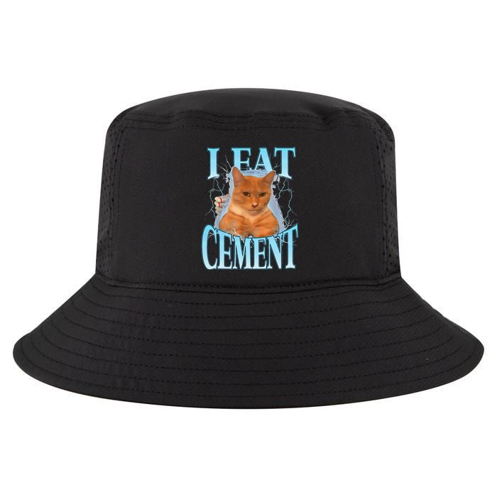 I Eat Cement Cursed Cat Funny Oddly Specific Dank Meme Cool Comfort Performance Bucket Hat