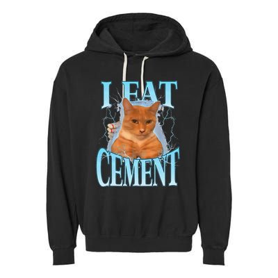 I Eat Cement Cursed Cat Funny Oddly Specific Dank Meme Garment-Dyed Fleece Hoodie