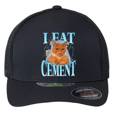 I Eat Cement Cursed Cat Funny Oddly Specific Dank Meme Flexfit Unipanel Trucker Cap