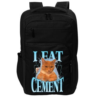 I Eat Cement Cursed Cat Funny Oddly Specific Dank Meme Impact Tech Backpack