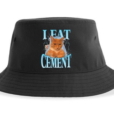 I Eat Cement Cursed Cat Funny Oddly Specific Dank Meme Sustainable Bucket Hat