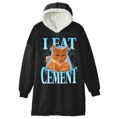 I Eat Cement Cursed Cat Funny Oddly Specific Dank Meme Hooded Wearable Blanket