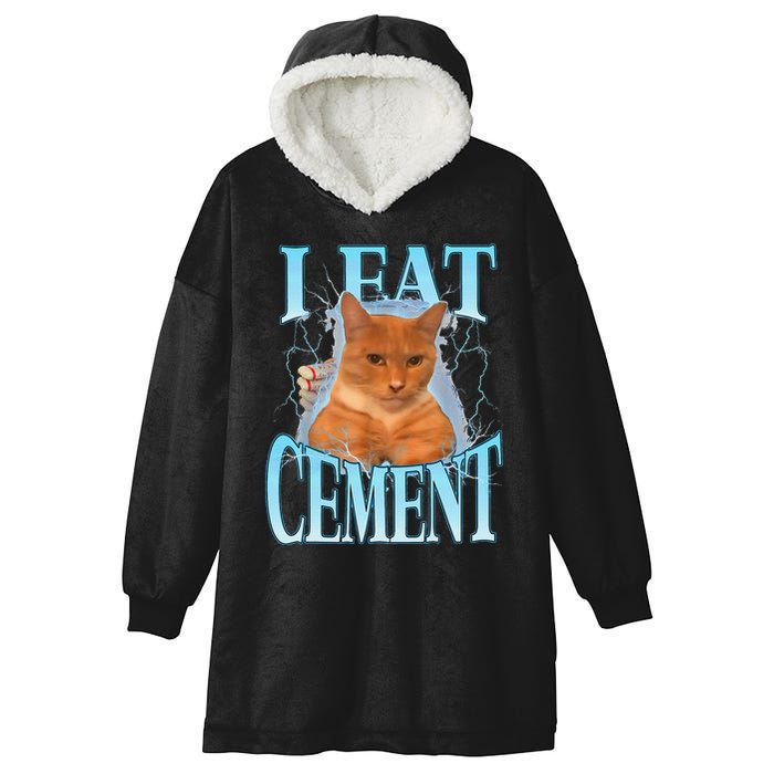 I Eat Cement Cursed Cat Funny Oddly Specific Dank Meme Hooded Wearable Blanket