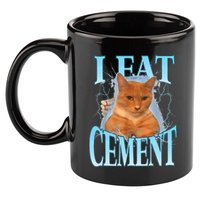 I Eat Cement Cursed Cat Funny Oddly Specific Dank Meme 11oz C Handle Ceramic Mug