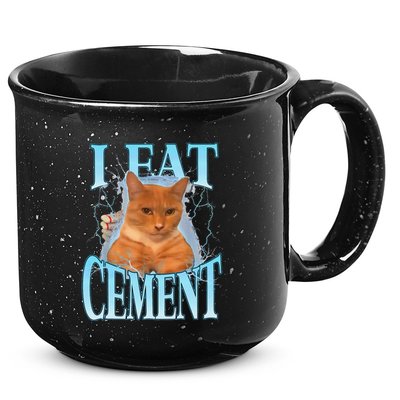 I Eat Cement Cursed Cat Funny Oddly Specific Dank Meme 15oz Campfire Ceramic Mug