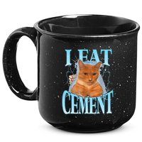 I Eat Cement Cursed Cat Funny Oddly Specific Dank Meme 15oz Campfire Ceramic Mug