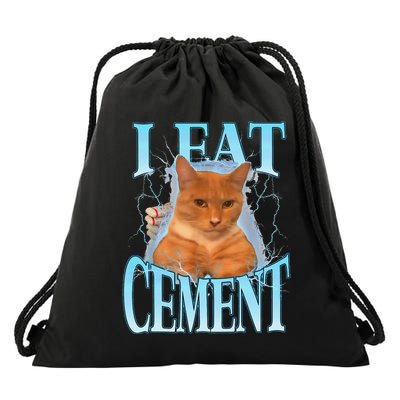 I Eat Cement Cursed Cat Funny Oddly Specific Dank Meme Drawstring Bag