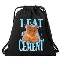 I Eat Cement Cursed Cat Funny Oddly Specific Dank Meme Drawstring Bag