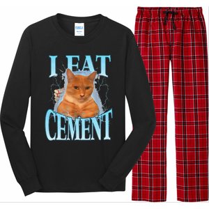 I Eat Cement Cursed Cat Funny Oddly Specific Dank Meme Long Sleeve Pajama Set