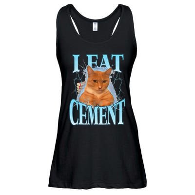I Eat Cement Cursed Cat Funny Oddly Specific Dank Meme Ladies Essential Flowy Tank