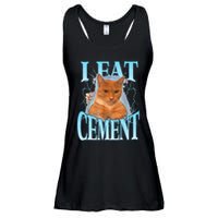 I Eat Cement Cursed Cat Funny Oddly Specific Dank Meme Ladies Essential Flowy Tank