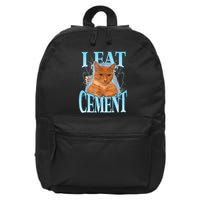 I Eat Cement Cursed Cat Funny Oddly Specific Dank Meme 16 in Basic Backpack