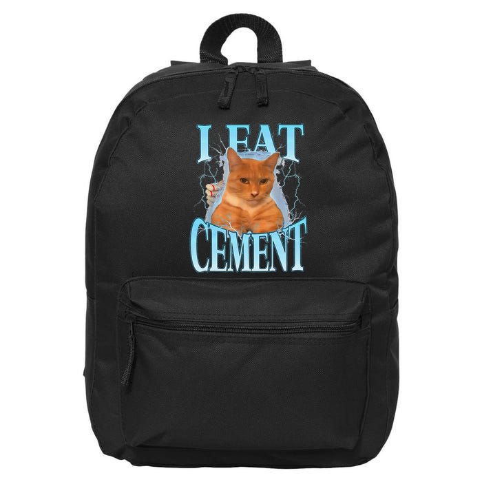 I Eat Cement Cursed Cat Funny Oddly Specific Dank Meme 16 in Basic Backpack