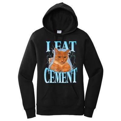 I Eat Cement Cursed Cat Funny Oddly Specific Dank Meme Women's Pullover Hoodie