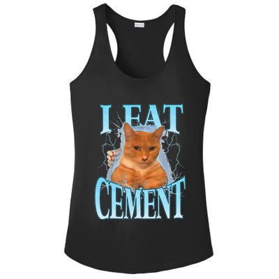 I Eat Cement Cursed Cat Funny Oddly Specific Dank Meme Ladies PosiCharge Competitor Racerback Tank