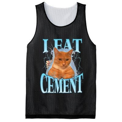 I Eat Cement Cursed Cat Funny Oddly Specific Dank Meme Mesh Reversible Basketball Jersey Tank