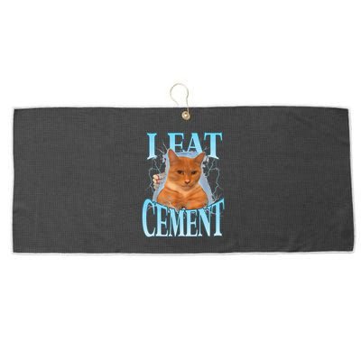 I Eat Cement Cursed Cat Funny Oddly Specific Dank Meme Large Microfiber Waffle Golf Towel