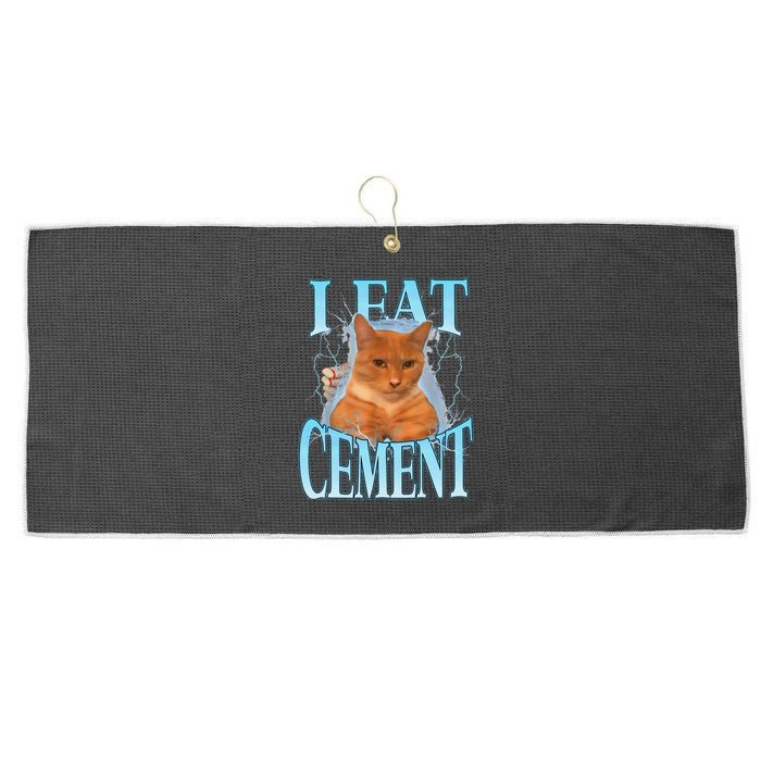 I Eat Cement Cursed Cat Funny Oddly Specific Dank Meme Large Microfiber Waffle Golf Towel