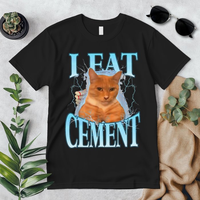 I Eat Cement Cursed Cat Funny Oddly Specific Dank Meme Premium T-Shirt