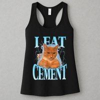 I Eat Cement Cursed Cat Funny Oddly Specific Dank Meme Womens Tank Top