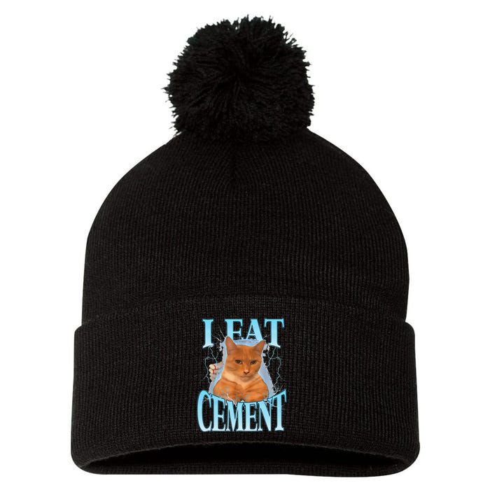 I Eat Cement Cursed Cat Funny Oddly Specific Dank Meme Pom Pom 12in Knit Beanie