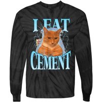 I Eat Cement Cursed Cat Funny Oddly Specific Dank Meme Tie-Dye Long Sleeve Shirt