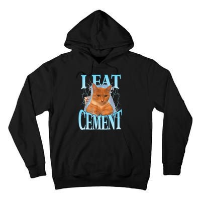 I Eat Cement Cursed Cat Funny Oddly Specific Dank Meme Tall Hoodie