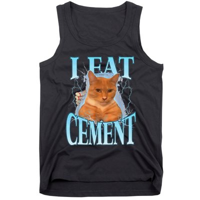 I Eat Cement Cursed Cat Funny Oddly Specific Dank Meme Tank Top