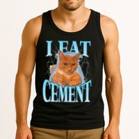 I Eat Cement Cursed Cat Funny Oddly Specific Dank Meme Tank Top