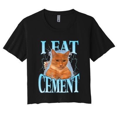 I Eat Cement Cursed Cat Funny Oddly Specific Dank Meme Crop Top