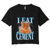 I Eat Cement Cursed Cat Funny Oddly Specific Dank Meme Crop Top