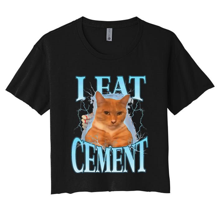 I Eat Cement Cursed Cat Funny Oddly Specific Dank Meme Crop Top