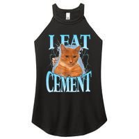 I Eat Cement Cursed Cat Funny Oddly Specific Dank Meme Women's Perfect Tri Rocker Tank