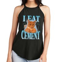 I Eat Cement Cursed Cat Funny Oddly Specific Dank Meme Women's Perfect Tri Rocker Tank