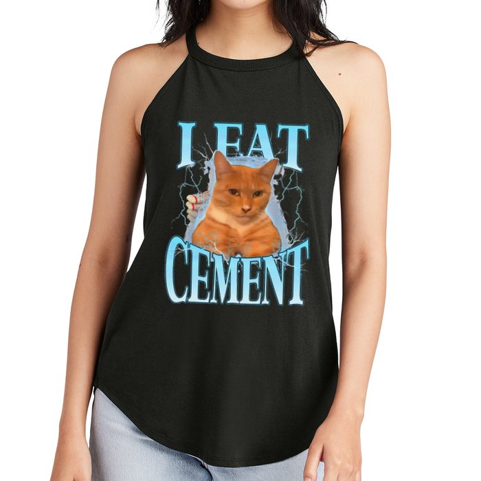 I Eat Cement Cursed Cat Funny Oddly Specific Dank Meme Women's Perfect Tri Rocker Tank
