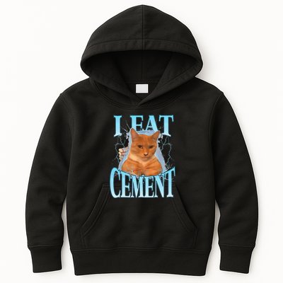 I Eat Cement Cursed Cat Funny Oddly Specific Dank Meme Kids Hoodie