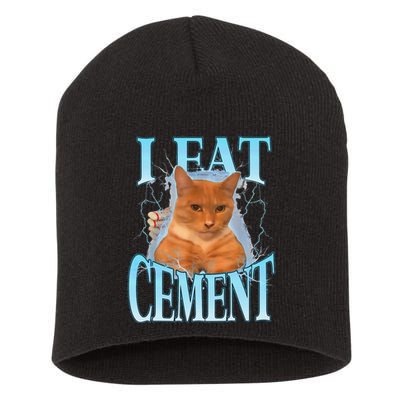 I Eat Cement Cursed Cat Funny Oddly Specific Dank Meme Short Acrylic Beanie