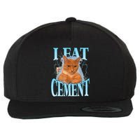 I Eat Cement Cursed Cat Funny Oddly Specific Dank Meme Wool Snapback Cap