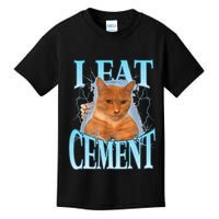 I Eat Cement Cursed Cat Funny Oddly Specific Dank Meme Kids T-Shirt