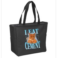 I Eat Cement Cursed Cat Funny Oddly Specific Dank Meme Zip Tote Bag