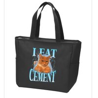 I Eat Cement Cursed Cat Funny Oddly Specific Dank Meme Zip Tote Bag