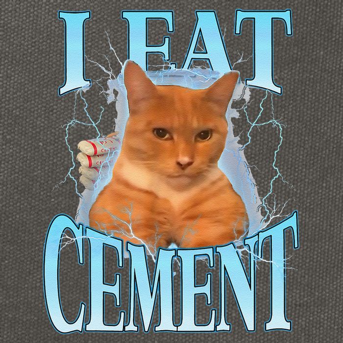 I Eat Cement Cursed Cat Funny Oddly Specific Dank Meme Cotton Canvas Backpack