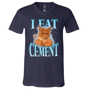 I Eat Cement Cursed Cat Funny Oddly Specific Dank Meme V-Neck T-Shirt