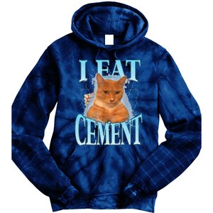 I Eat Cement Cursed Cat Funny Oddly Specific Dank Meme Tie Dye Hoodie