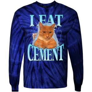 I Eat Cement Cursed Cat Funny Oddly Specific Dank Meme Tie-Dye Long Sleeve Shirt