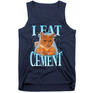 I Eat Cement Cursed Cat Funny Oddly Specific Dank Meme Tank Top