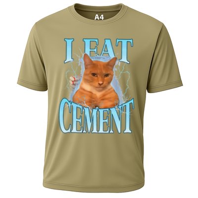 I Eat Cement Cursed Cat Funny Oddly Specific Dank Meme Performance Shirt