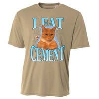 I Eat Cement Cursed Cat Funny Oddly Specific Dank Meme Cooling Performance Crew T-Shirt